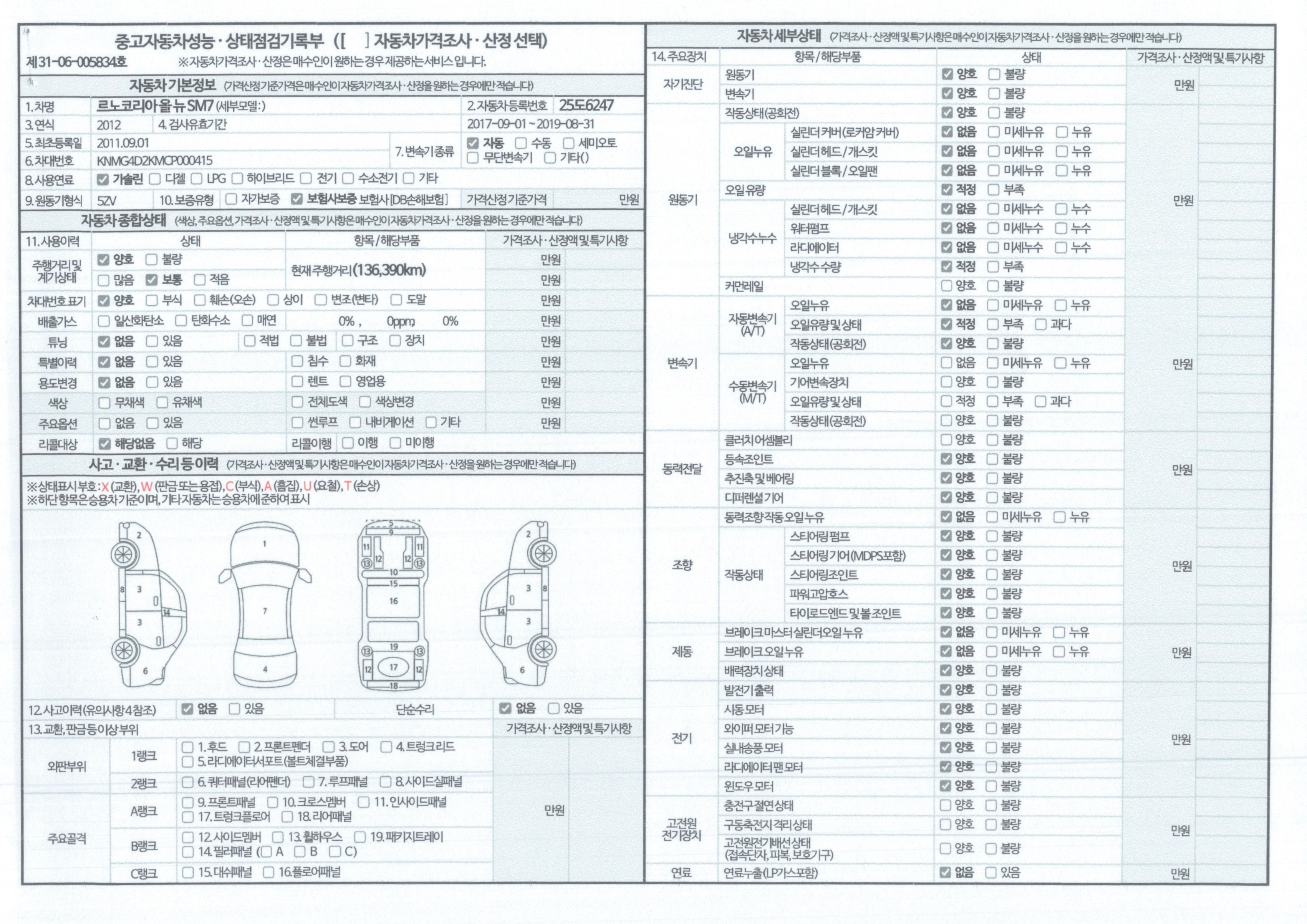Renault Korea SM7 2012 — inspection photo 1