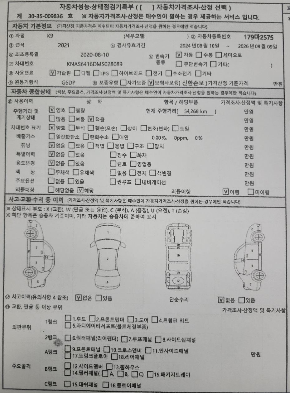 Kia K9 2021 — inspection photo 1