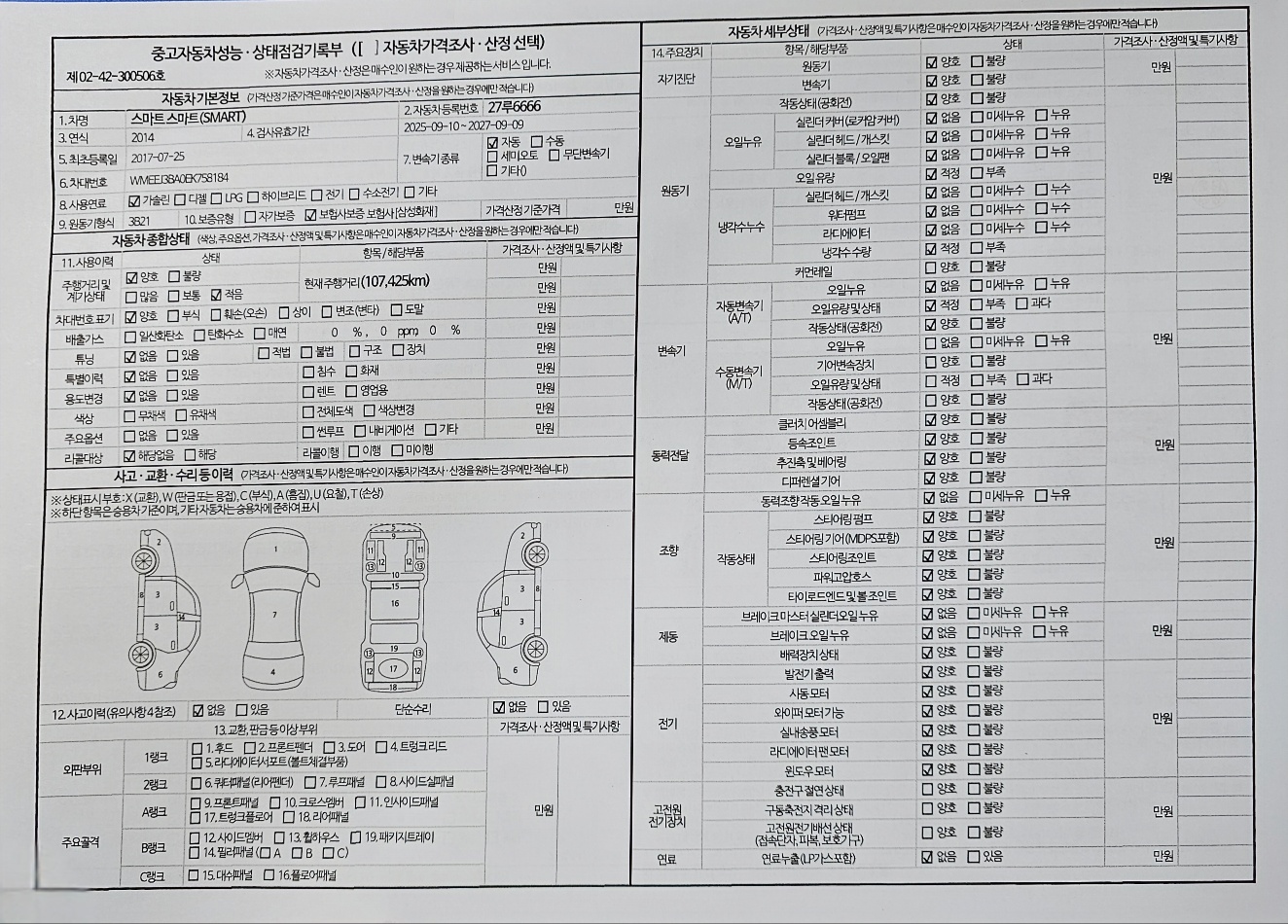Smart Fortwo 2014 — inspection photo 1