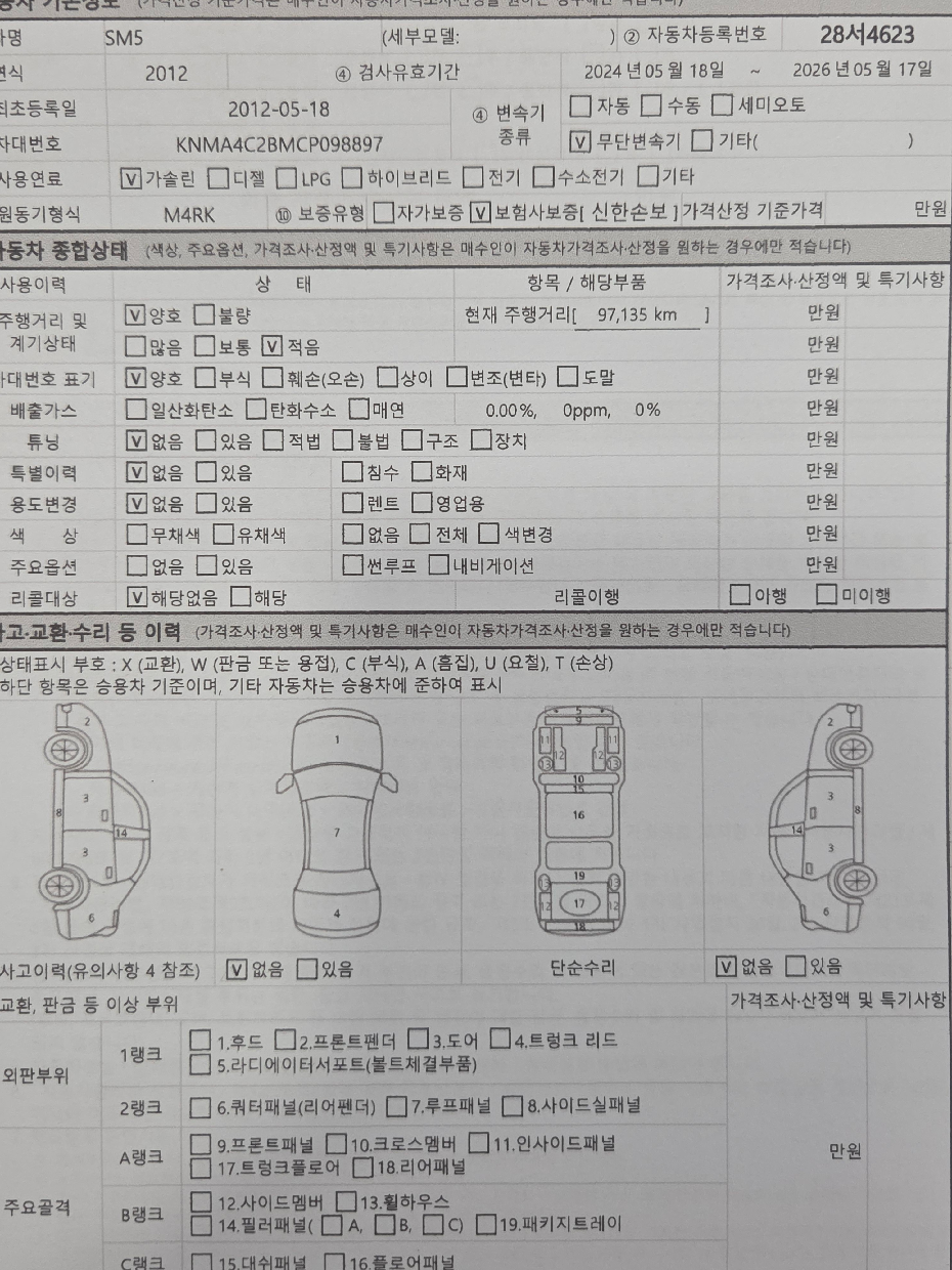 Renault Korea SM5  2012 — inspection photo 1