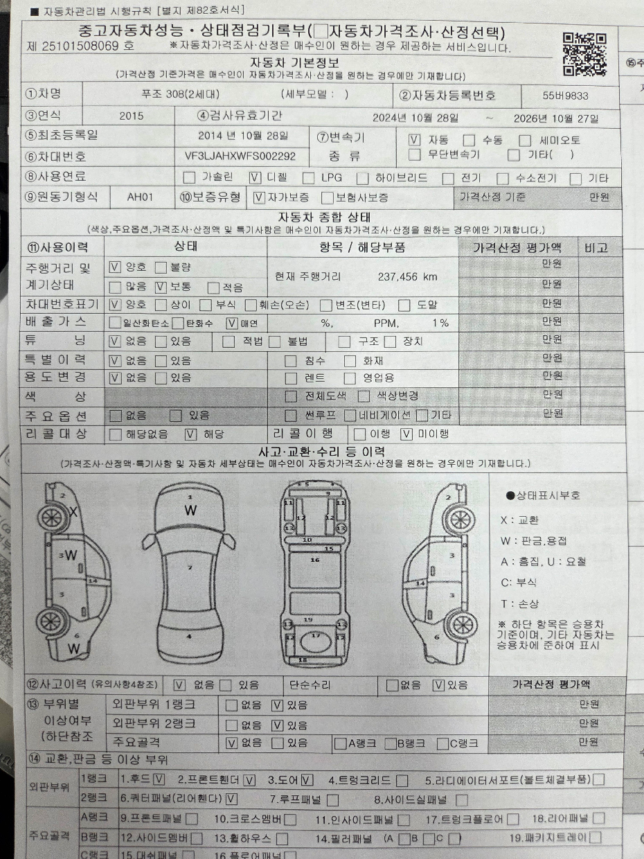 Peugeot 308 2015 — inspection photo 1