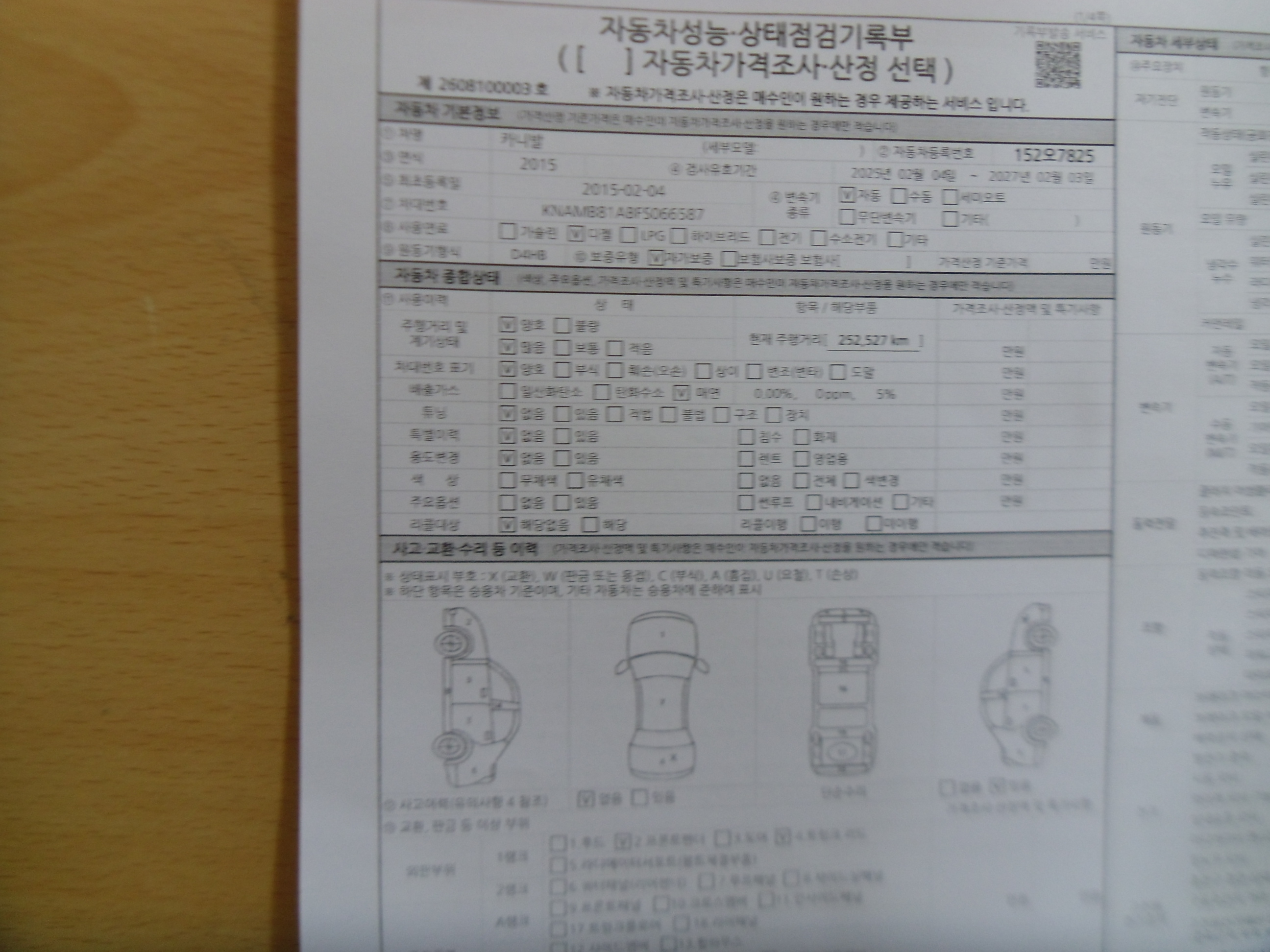Kia Canival 2015 — inspection photo 1