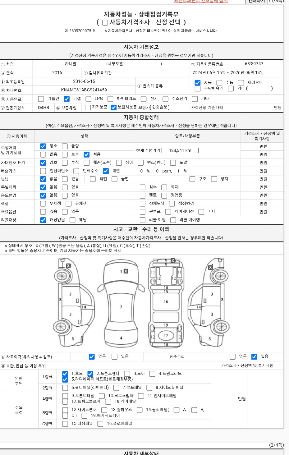 Kia Canival 2016 — inspection photo 1