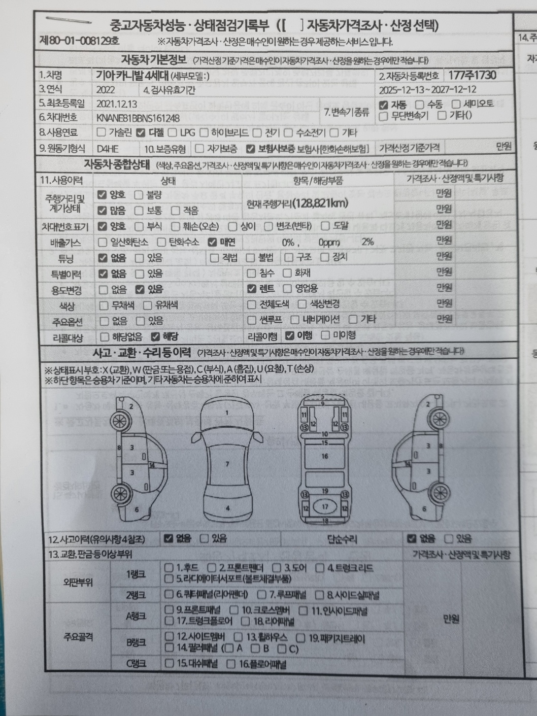 Kia Canival 2022 — inspection photo 1