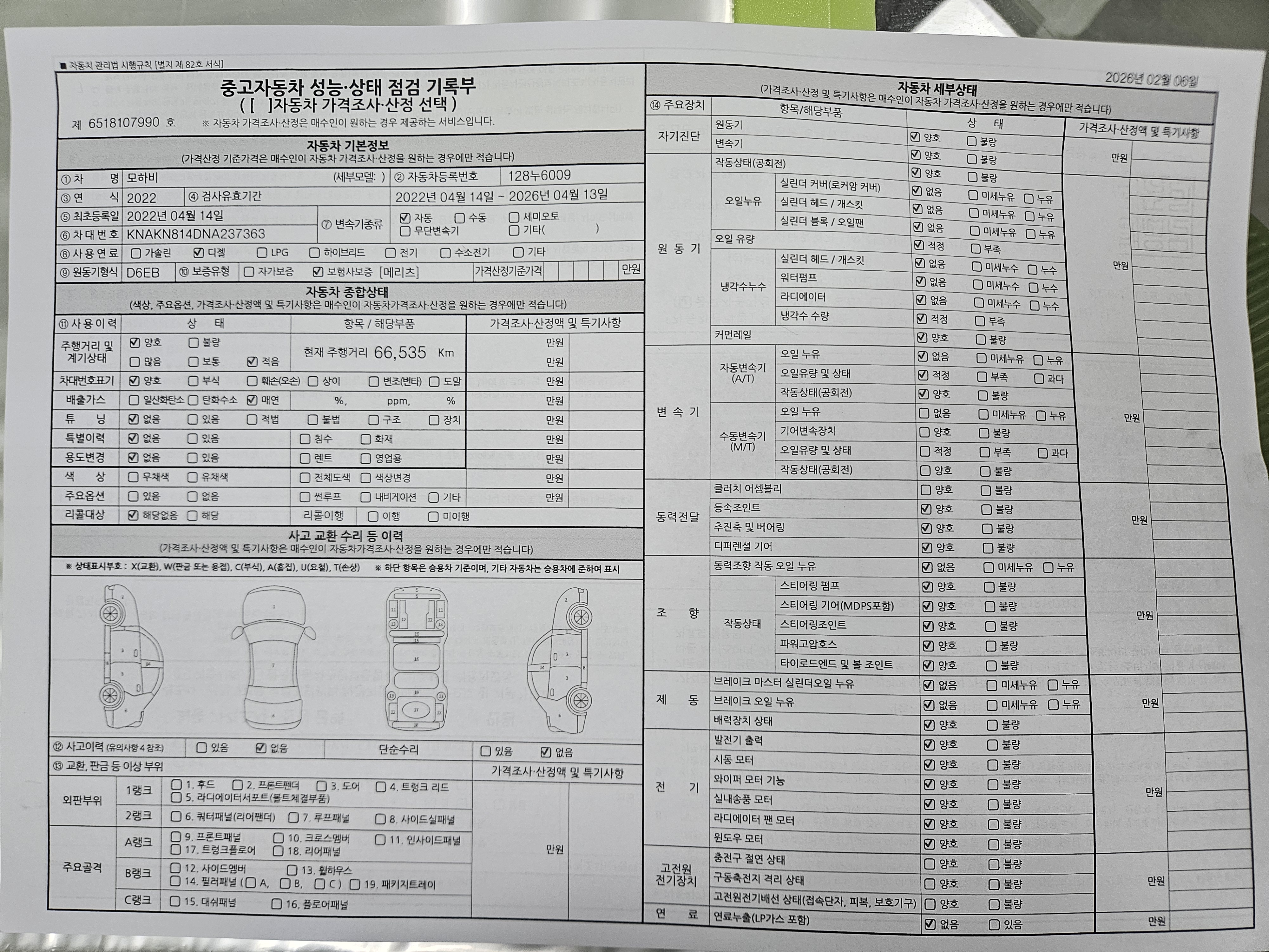 Kia Mohave 2022 — inspection photo 1
