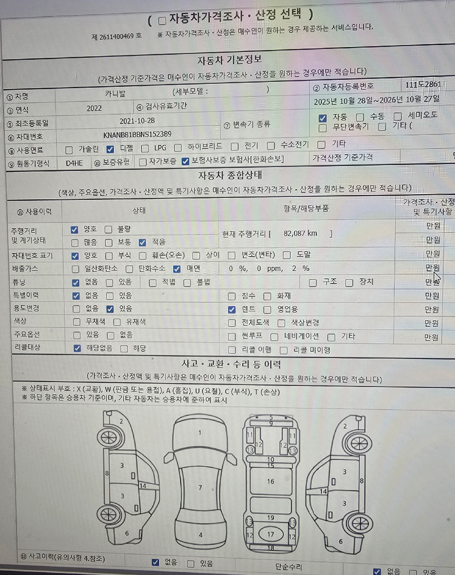 Kia Canival 2022 — inspection photo 1