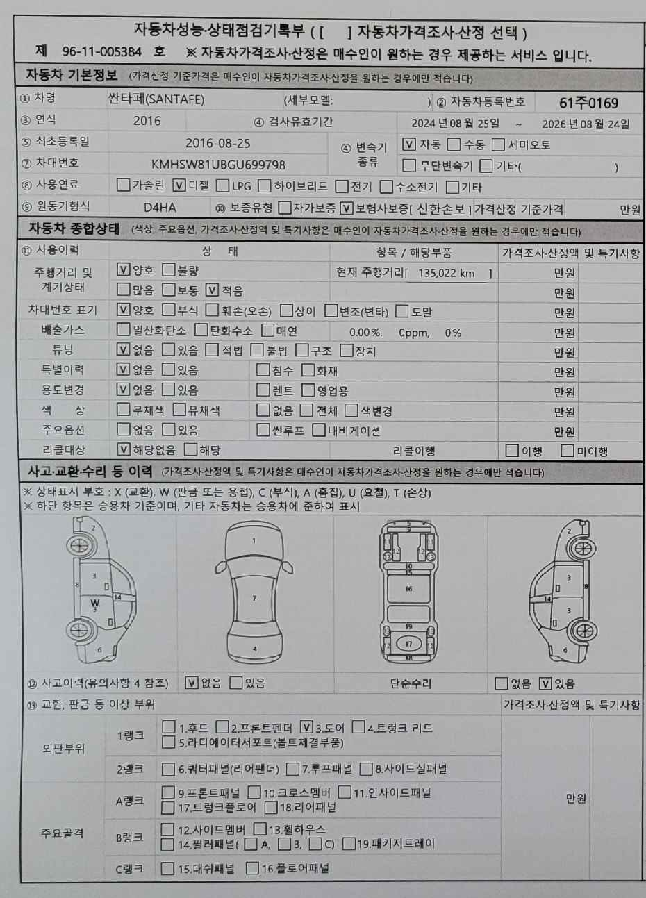 Hyundai Santafe 2016 — inspection photo 1