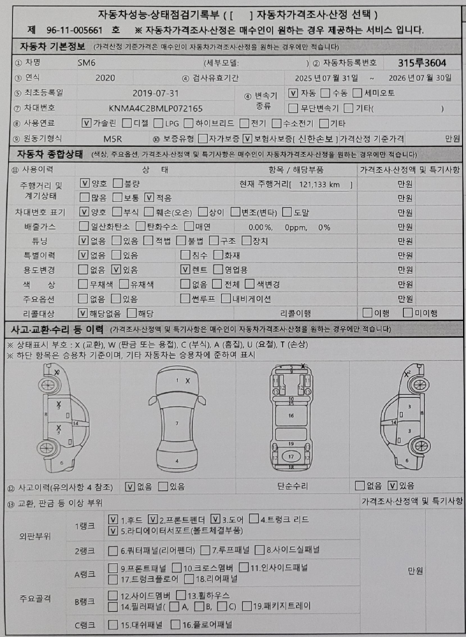 Renault Korea SM6 2020 — inspection photo 1