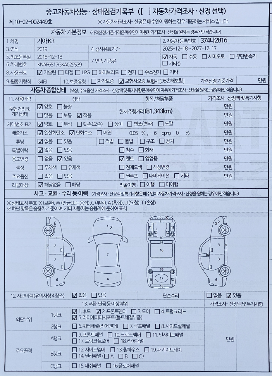 Kia K3 2019 — inspection photo 1