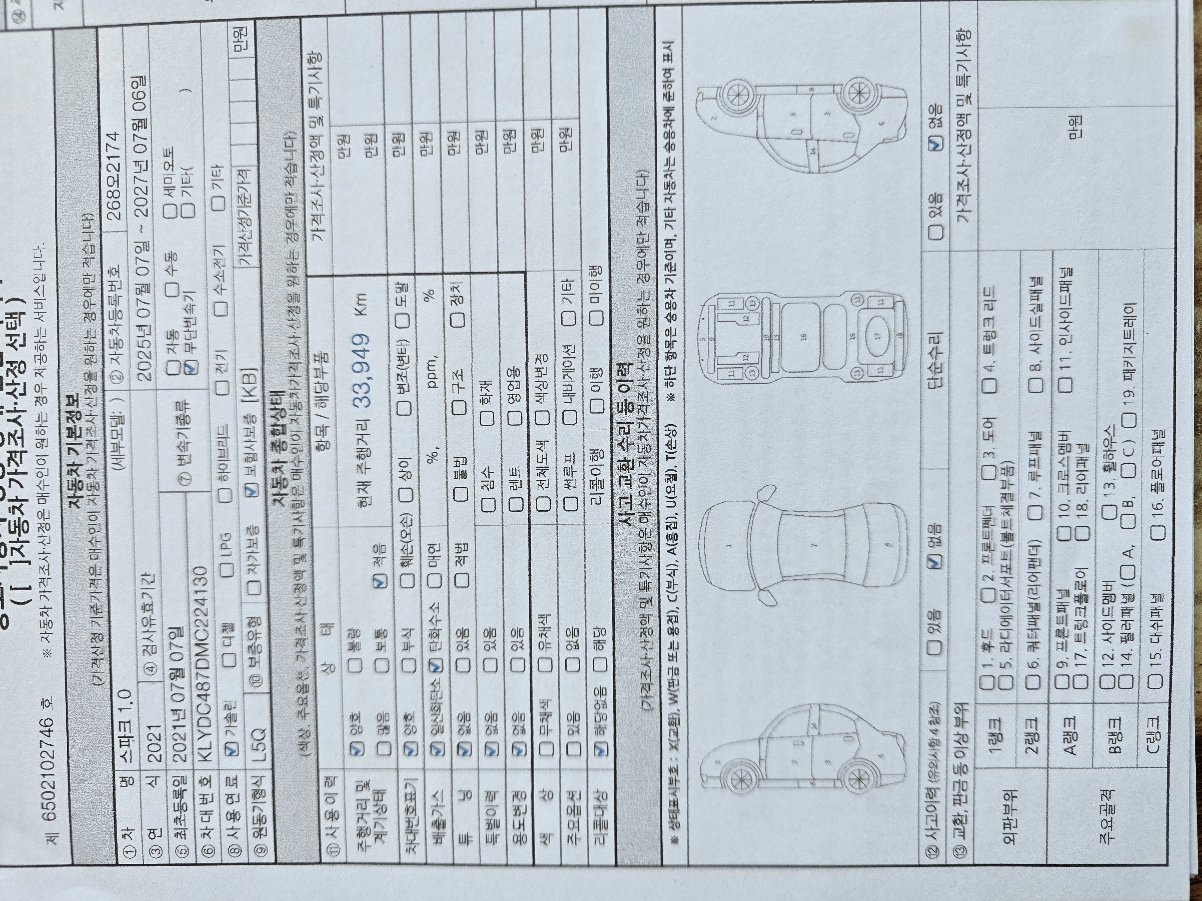 Chevrolet Korea Spark 2021 — inspection photo 1