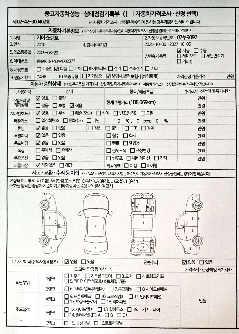 Kia Sorento 2010 — inspection photo 1