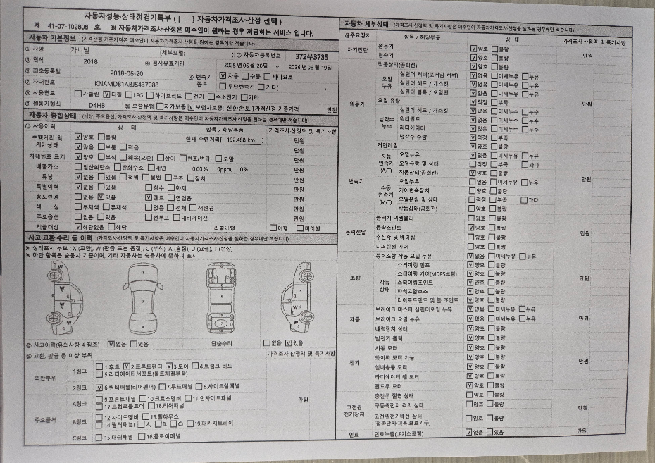 Kia Canival 2018 — inspection photo 2