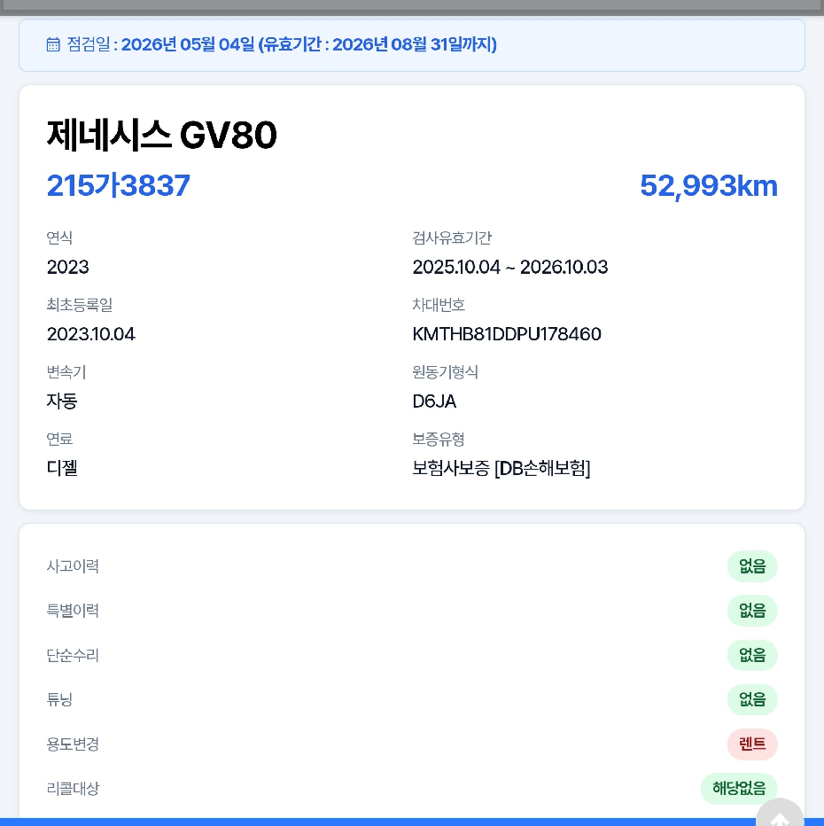 Genesis GV80 2023 — inspection photo 1