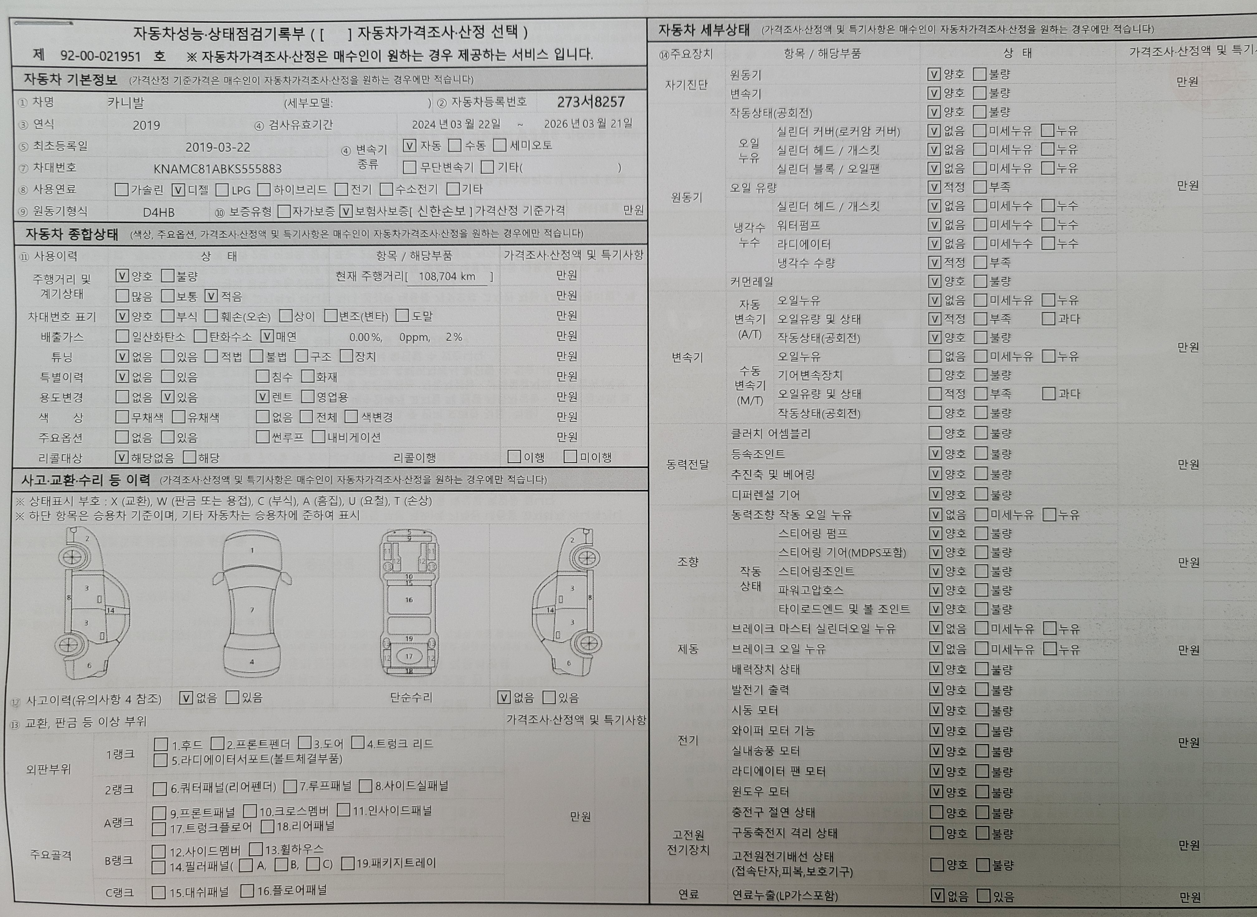 Kia Canival 2019 — inspection photo 1
