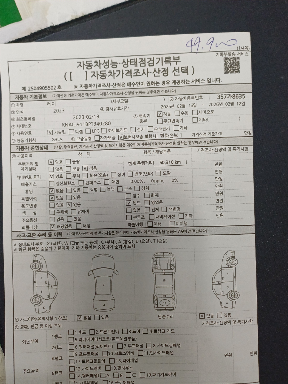 Kia RAY 2023 — inspection photo 1