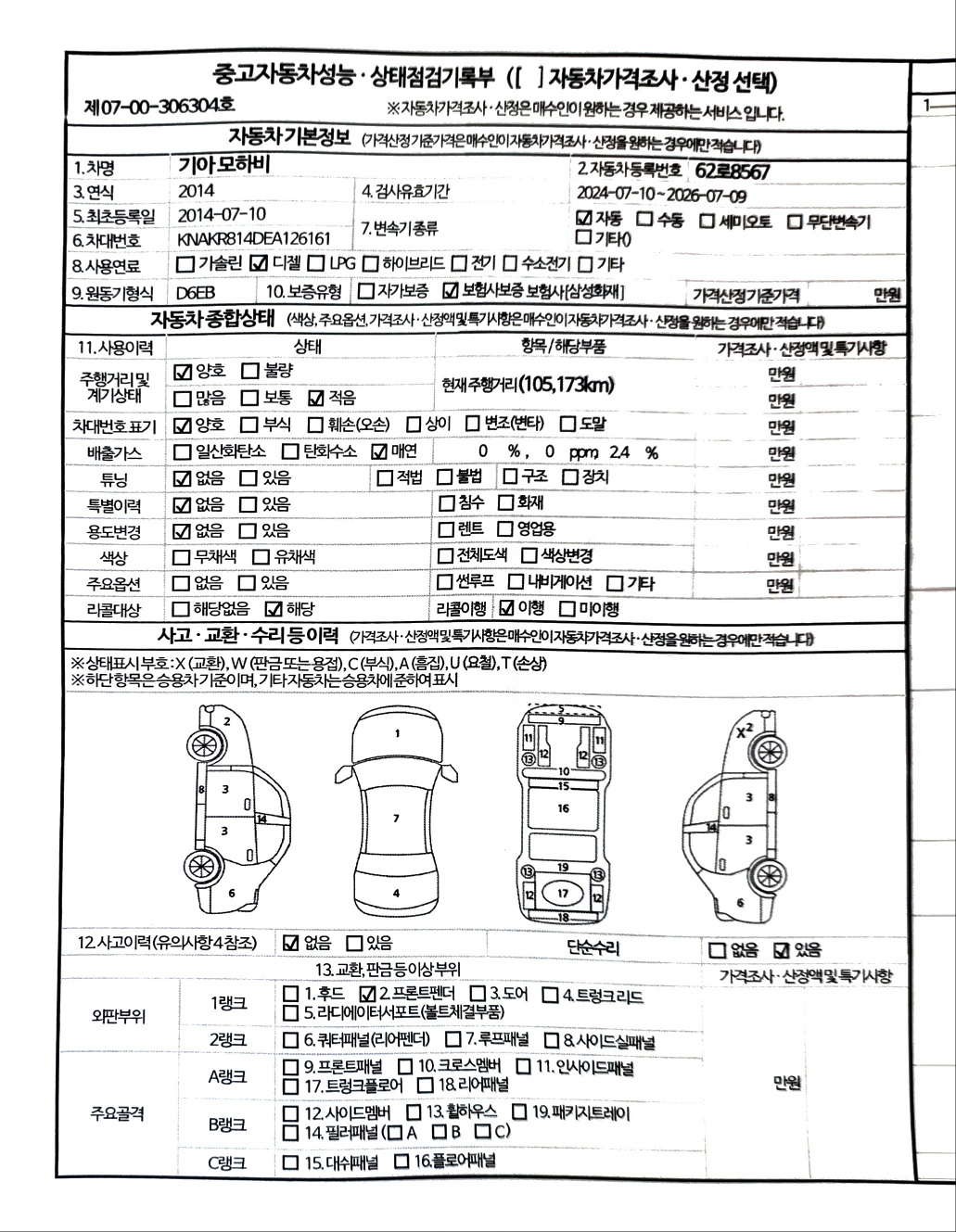 Kia Mohave 2014 — inspection photo 1