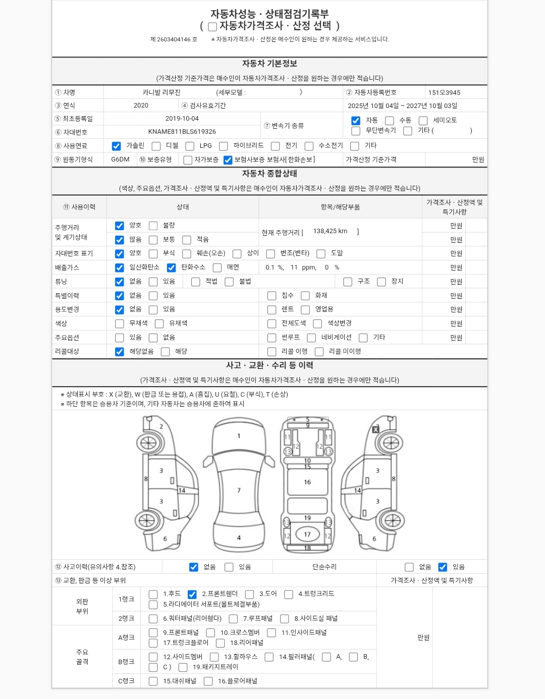 Kia Canival 2020 — inspection photo 1