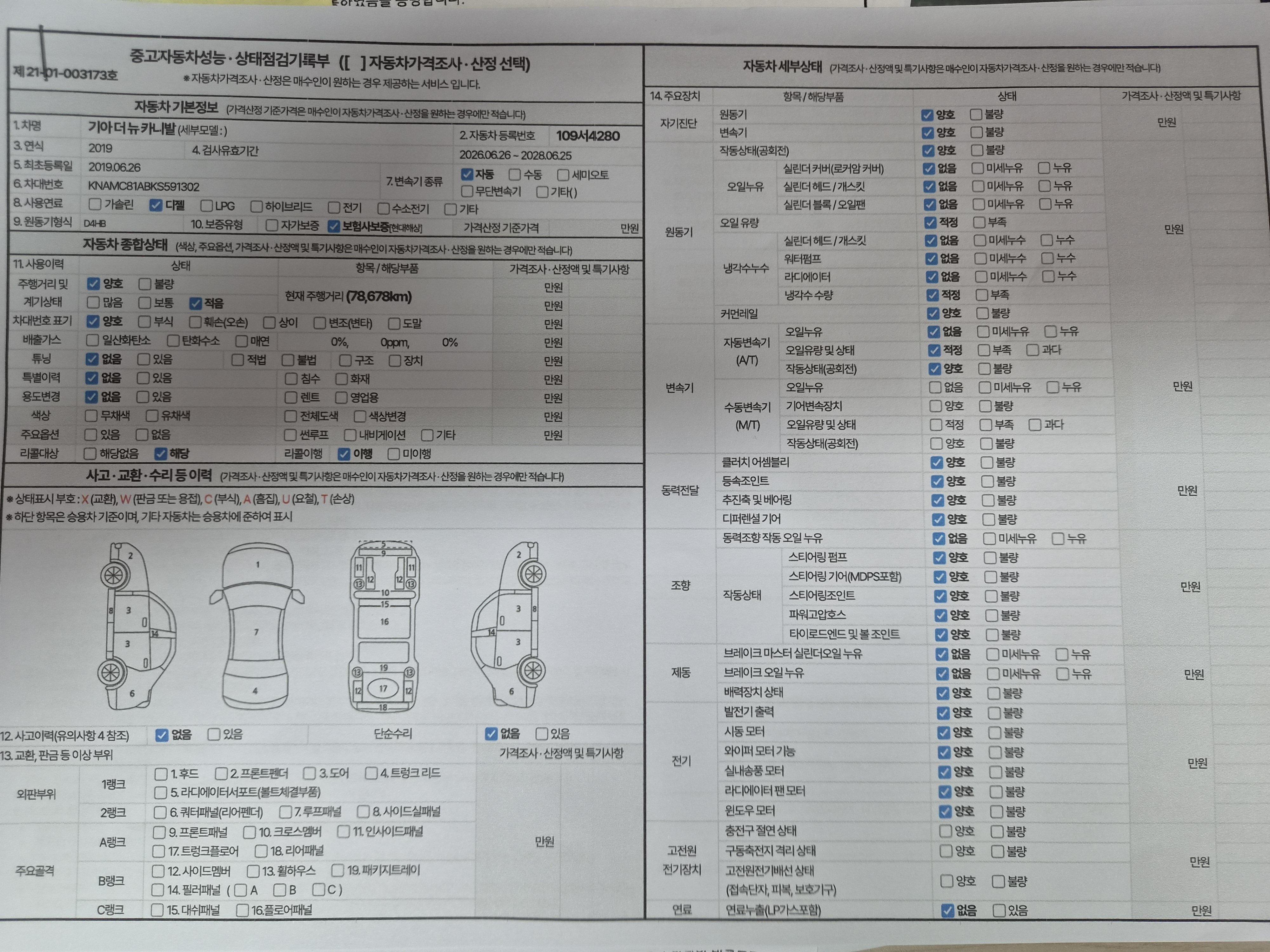 Kia Canival 2019 — inspection photo 1
