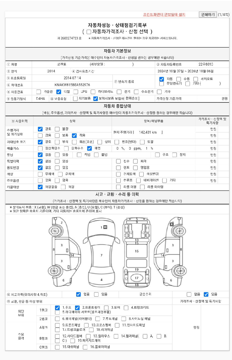 Kia Sorento 2014 — inspection photo 1