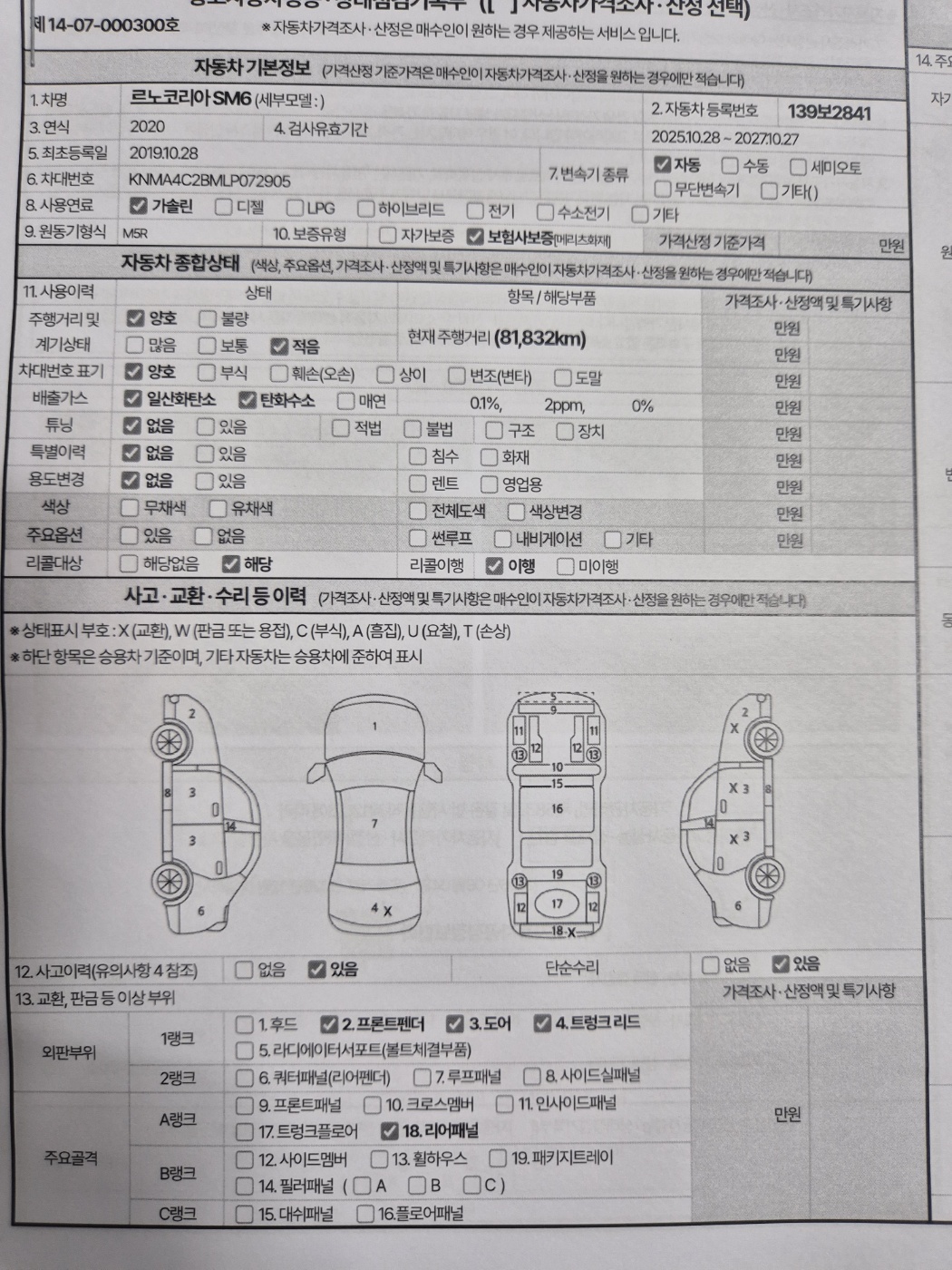 Renault Korea SM6 2020 — inspection photo 1