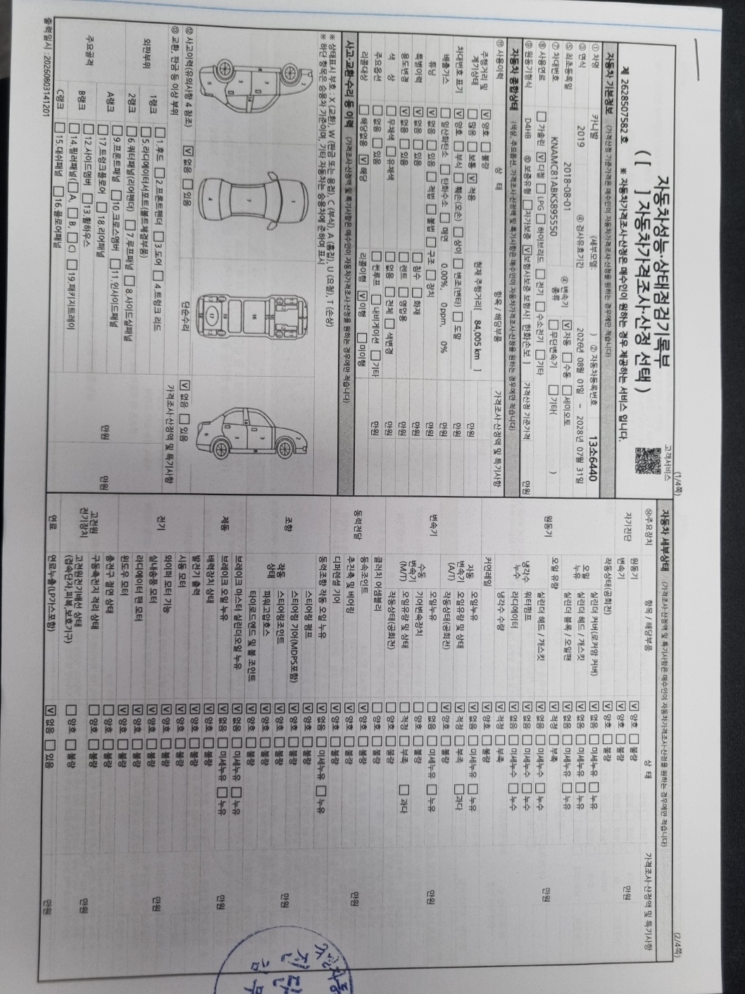Kia Canival 2019 — inspection photo 3