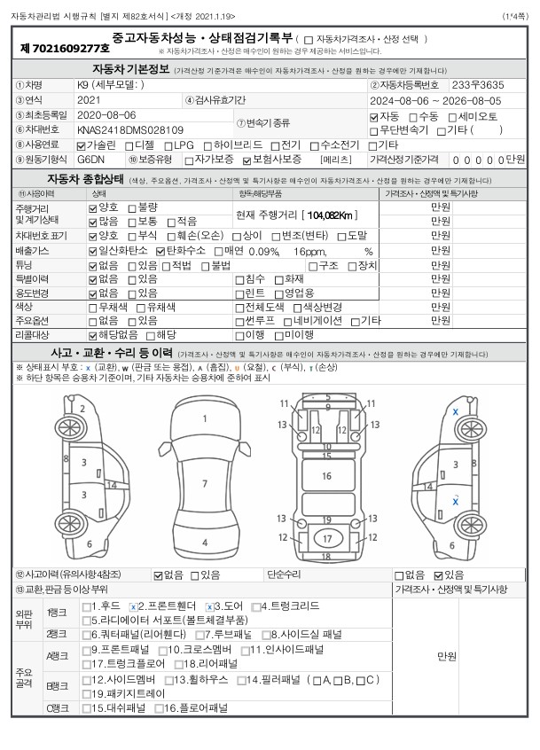 Kia K9 2021 — inspection photo 1