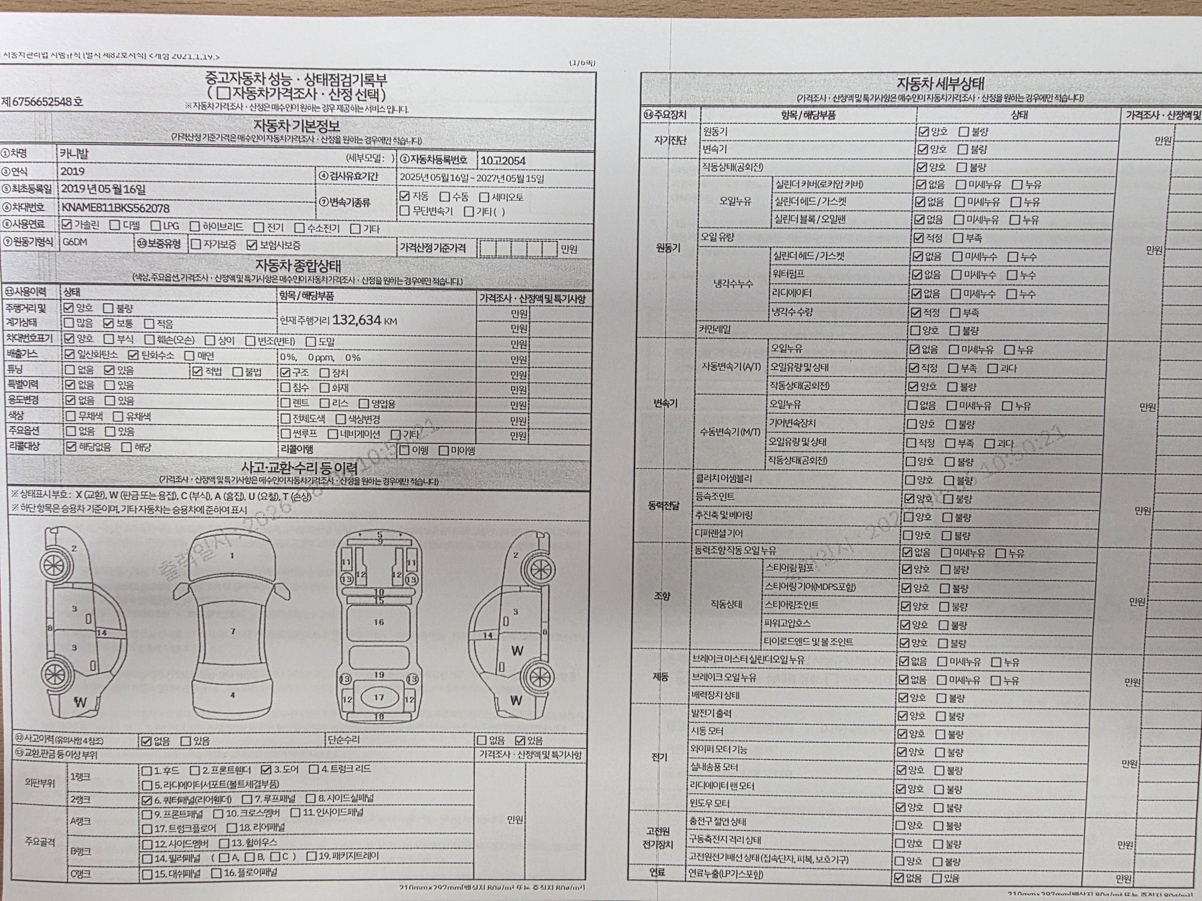 Kia Canival 2019 — inspection photo 1