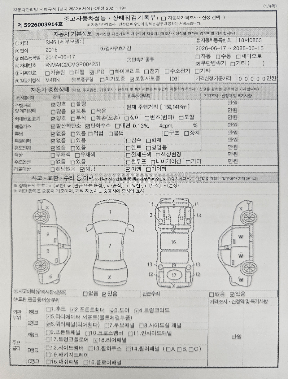 Renault Korea SM6 2016 — inspection photo 1