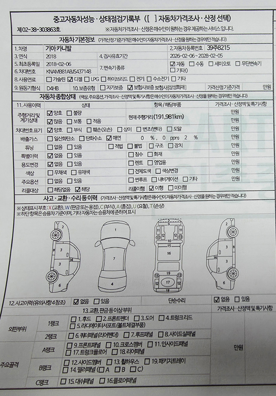 Kia Canival 2018 — inspection photo 1