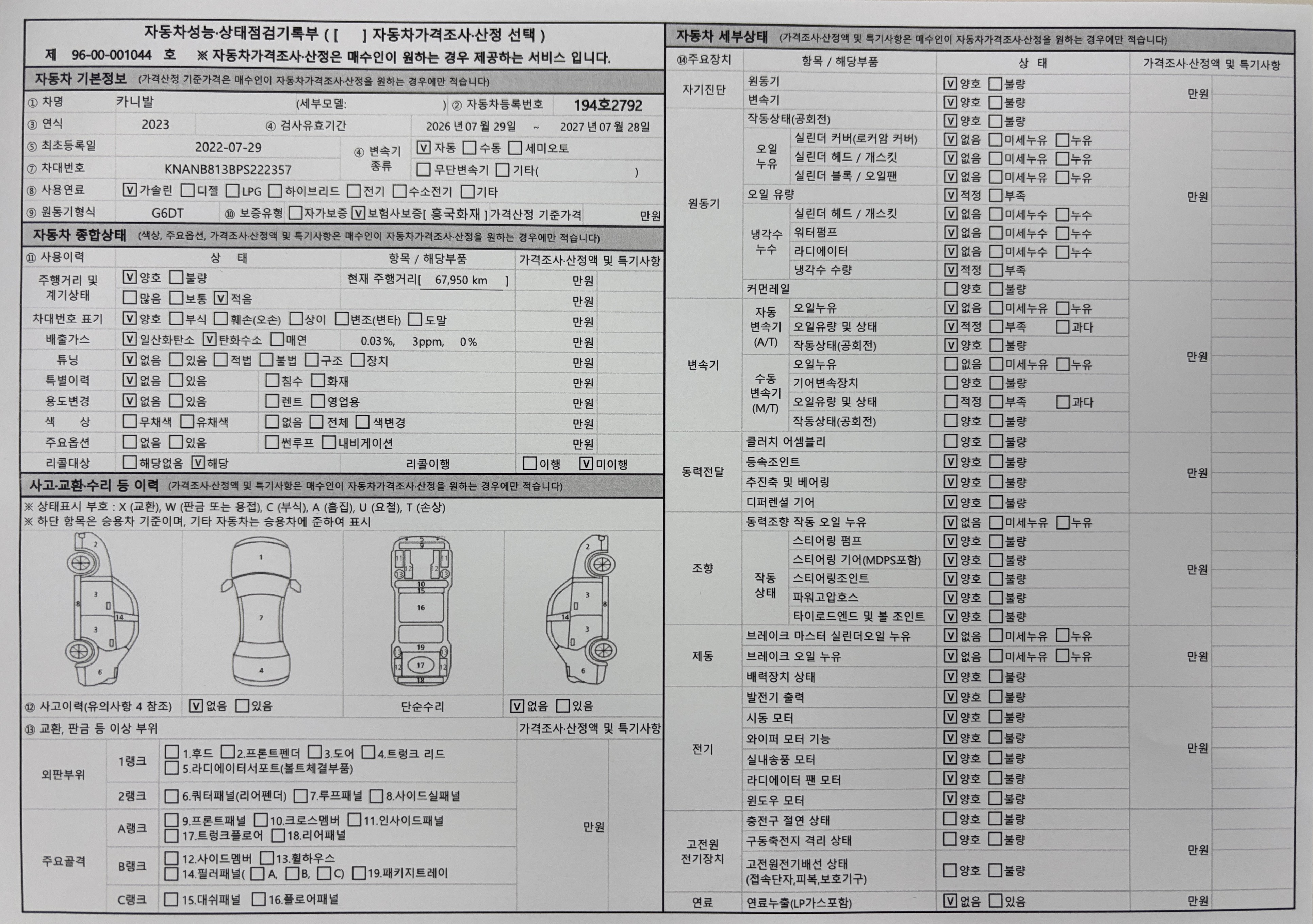 Kia Canival 2023 — inspection photo 1