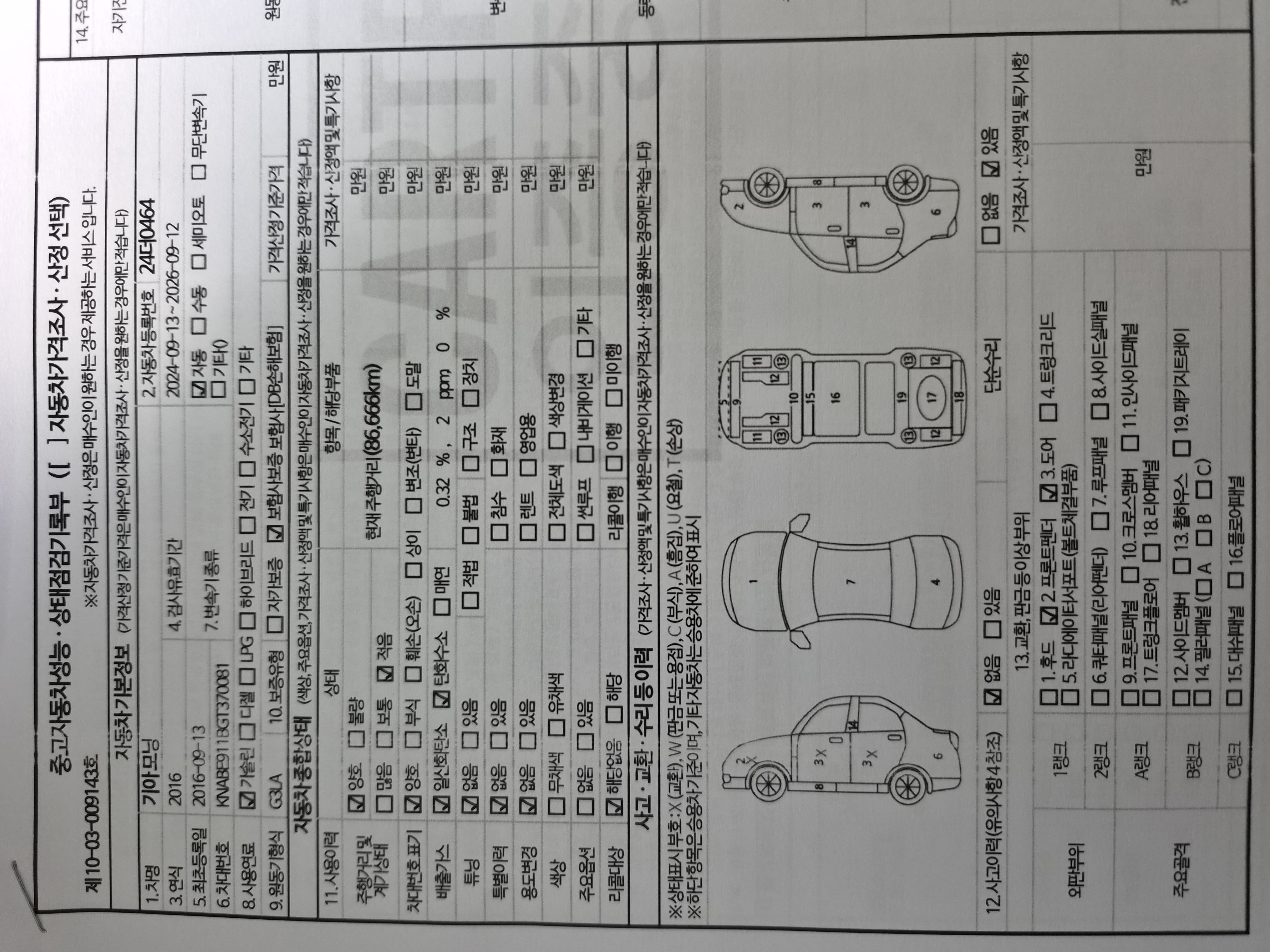 Kia morning 2016 — inspection photo 1