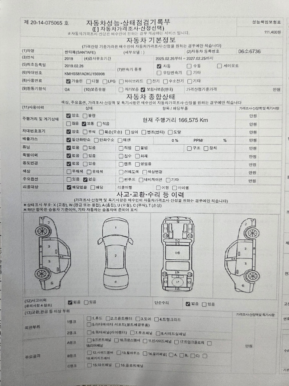 Hyundai Santafe 2019 — inspection photo 1