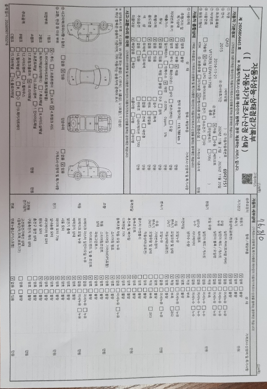 Renault Korea QM3 2015 — inspection photo 3