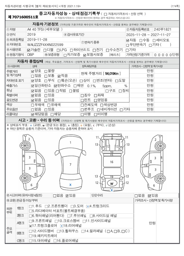 Audi A4 2019 — inspection photo 1