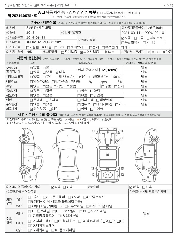 Renault Korea SM5  2014 — inspection photo 1