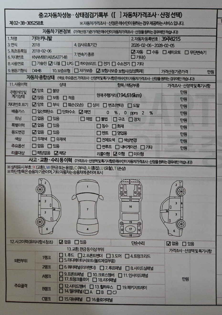 Kia Canival 2018 — inspection photo 1