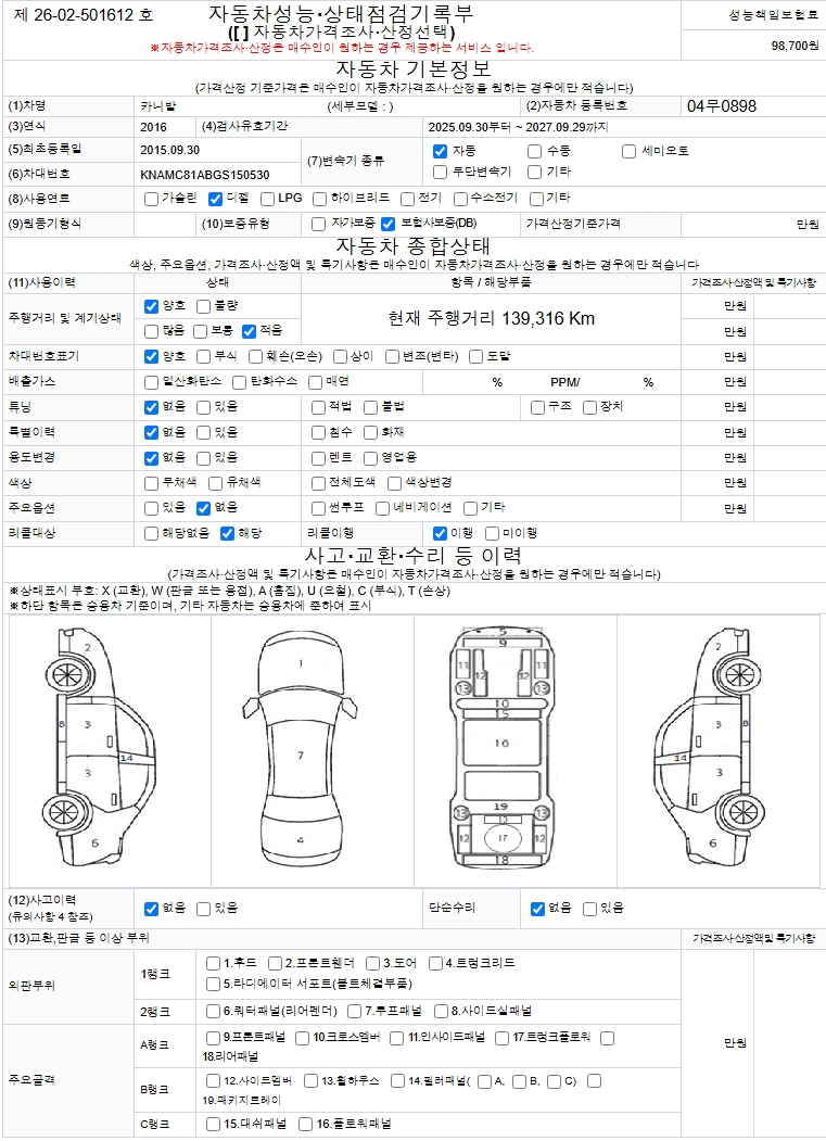 Kia Canival 2016 — inspection photo 1