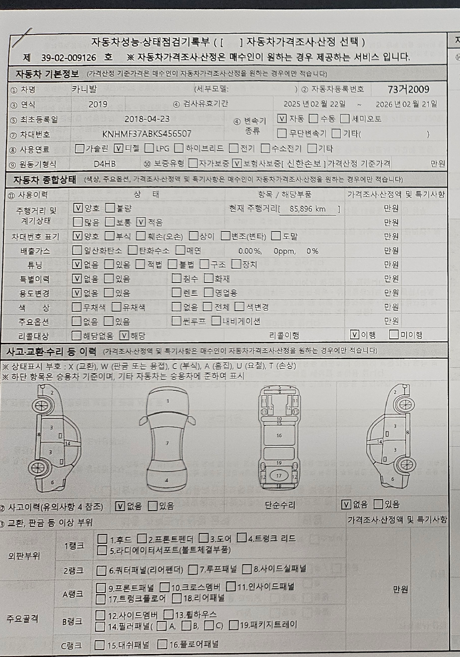 Kia Canival 2019 — inspection photo 1