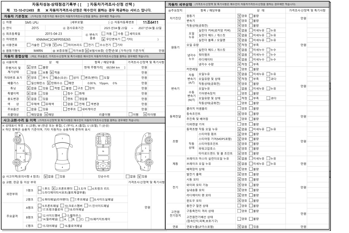 Renault Korea SM5  2015 — inspection photo 1