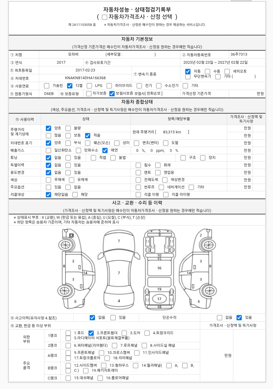 Kia Mohave 2017 — inspection photo 1