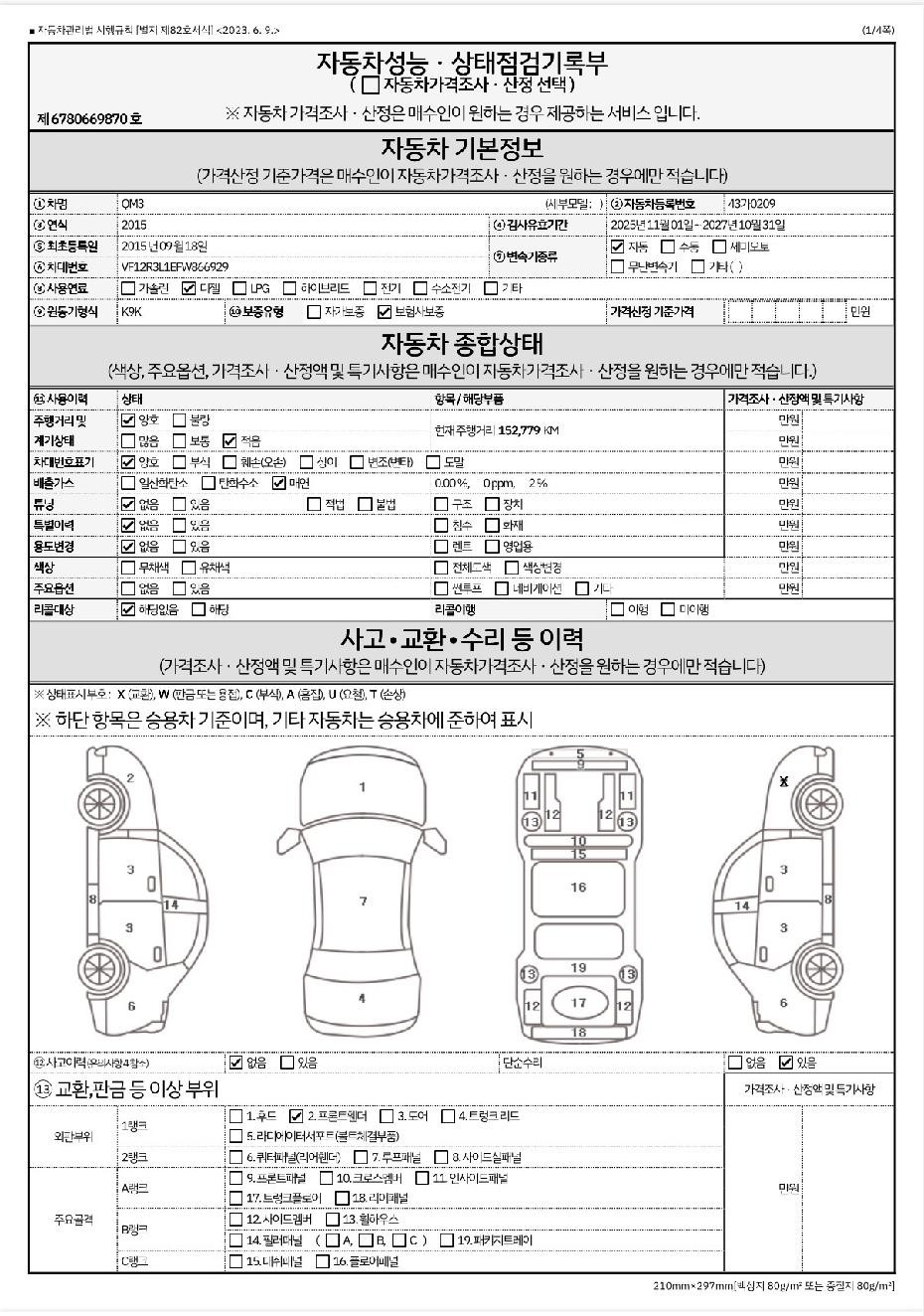 Renault Korea QM3 2015 — inspection photo 1