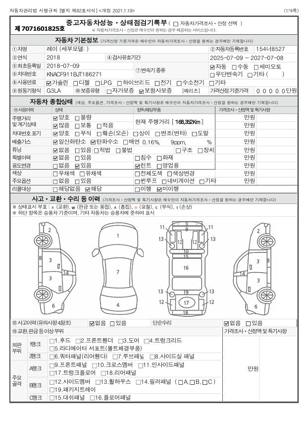 Kia RAY 2018 — inspection photo 1