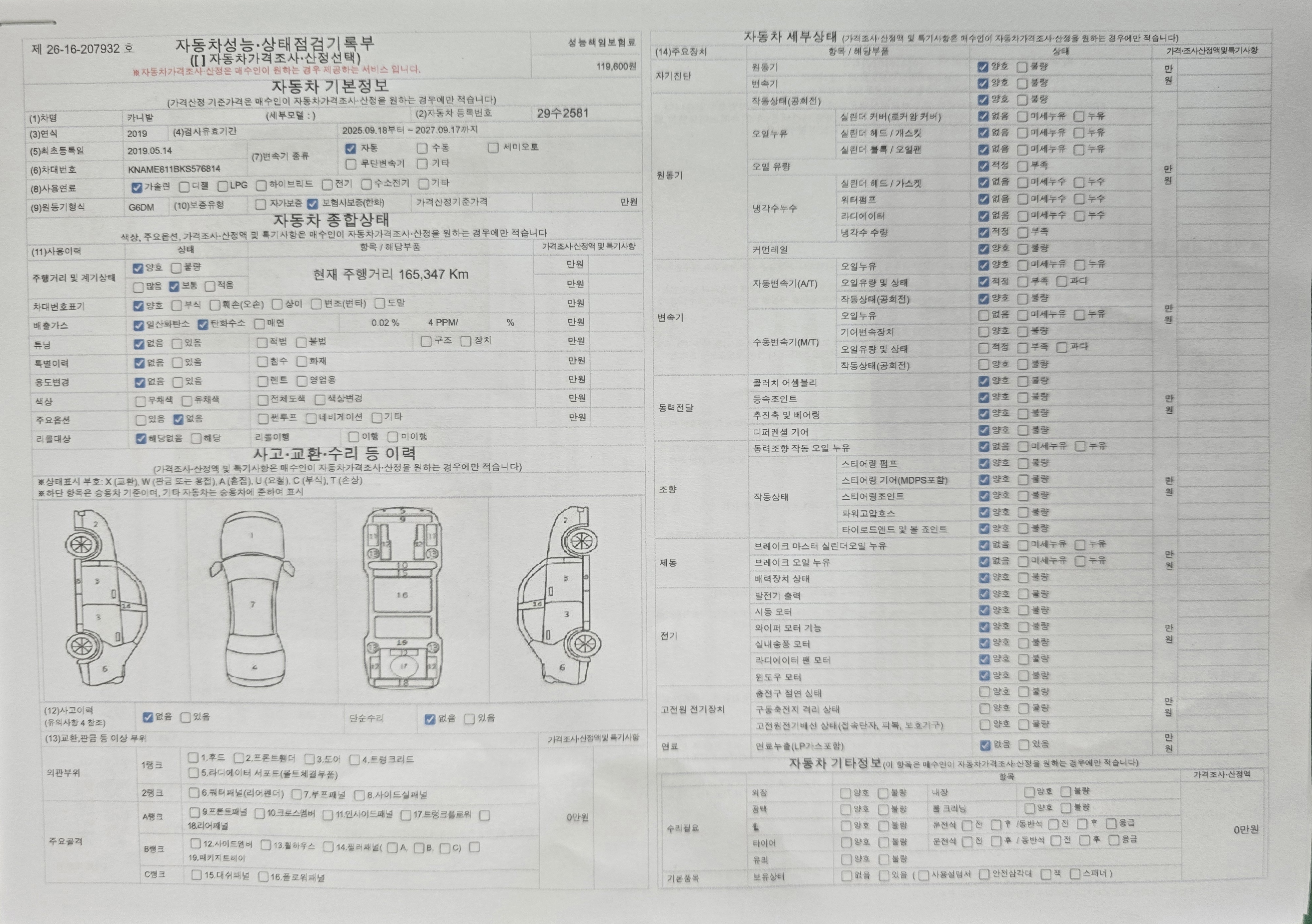 Kia Canival 2019 — inspection photo 1