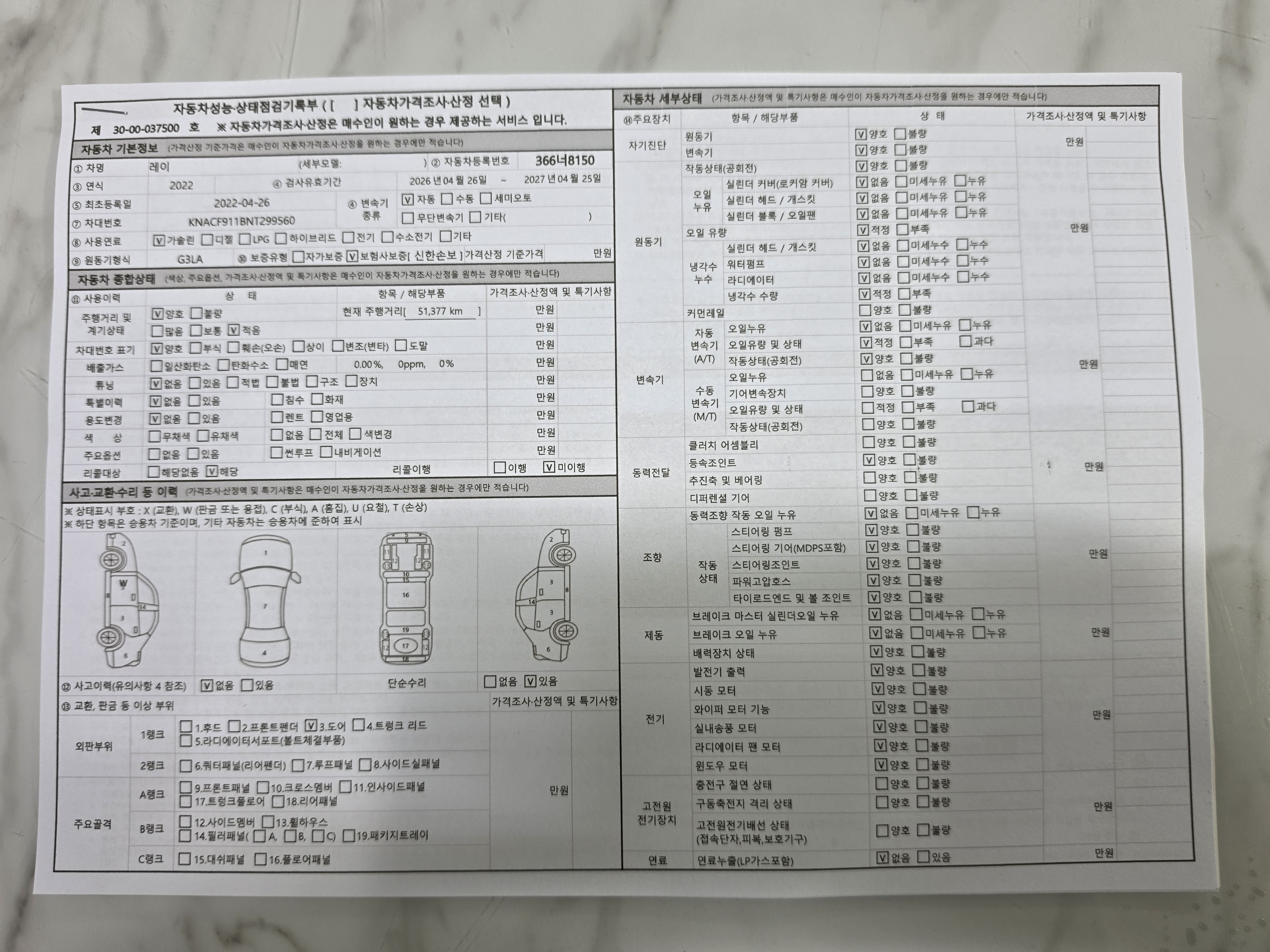 Kia RAY 2022 — inspection photo 1