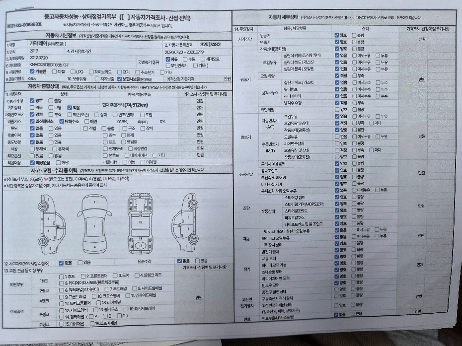 Kia RAY 2013 — inspection photo 1