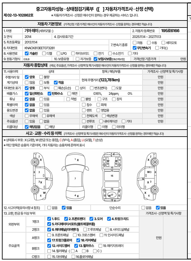 Kia RAY 2014 — inspection photo 1