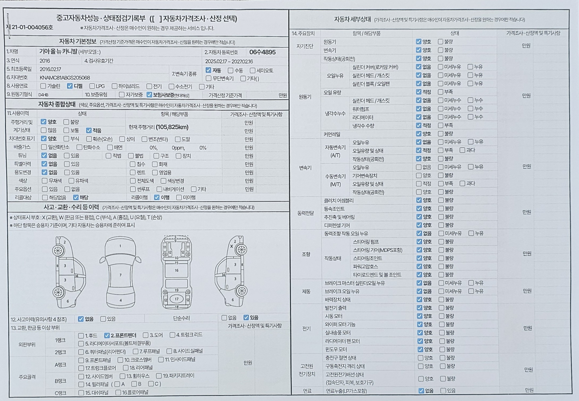 Kia Canival 2016 — inspection photo 1