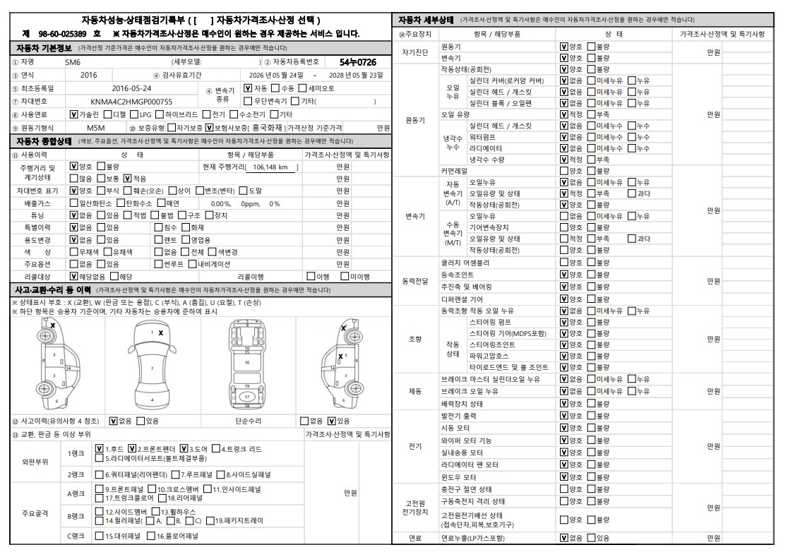 Renault Korea SM6 2016 — inspection photo 1