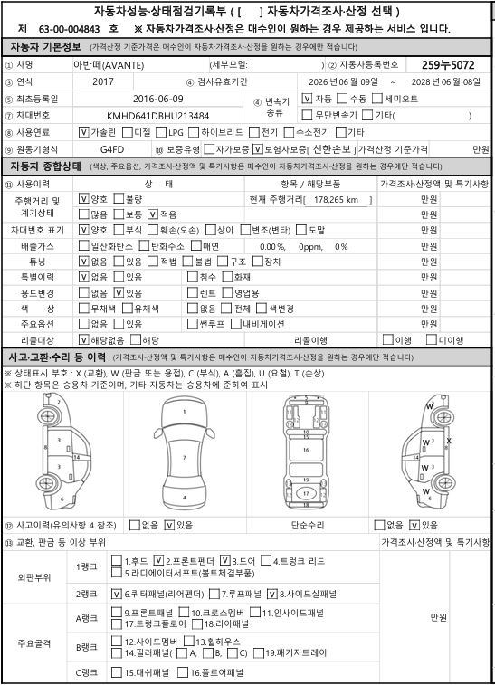 Hyundai AVANTE 2017 — inspection photo 1