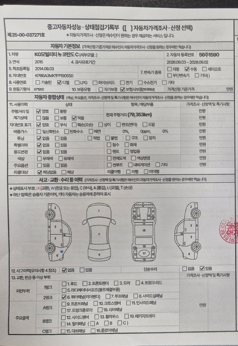 KG Mobility KORANDO 2015 — inspection photo 1